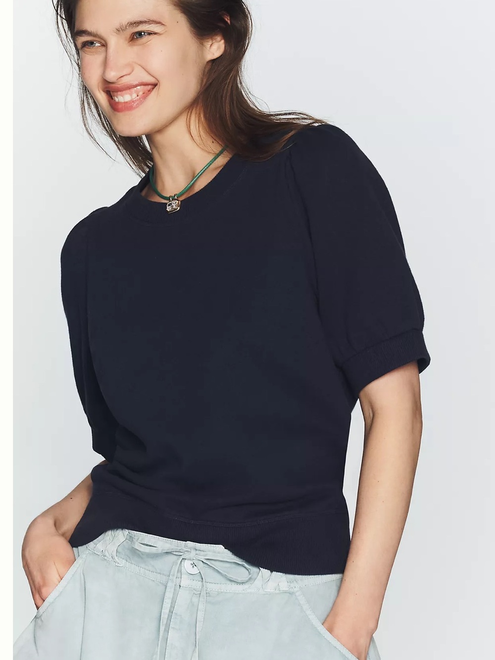 Maeve Puff-Sleeve Sweatshirt Tee
